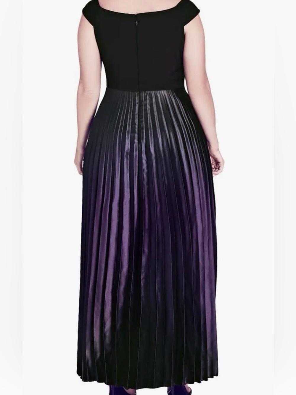 City Chic Trendy Passion Deep Purple Ombre Pleated Maxi Dress - size 16 - Picture 2 of 9
